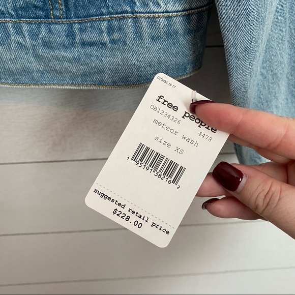 NWT Free People Comet Fringe Denim Bomber Jacket - Picture 6 of 9